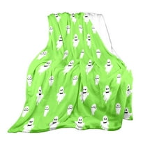 Hvmvliv Halloween Ghost Blanket 51x59in Flannel Halloween Cute White Ghost Festival Shawl Blanket Nap Blanket Warm Blanket for Home Halloween Green