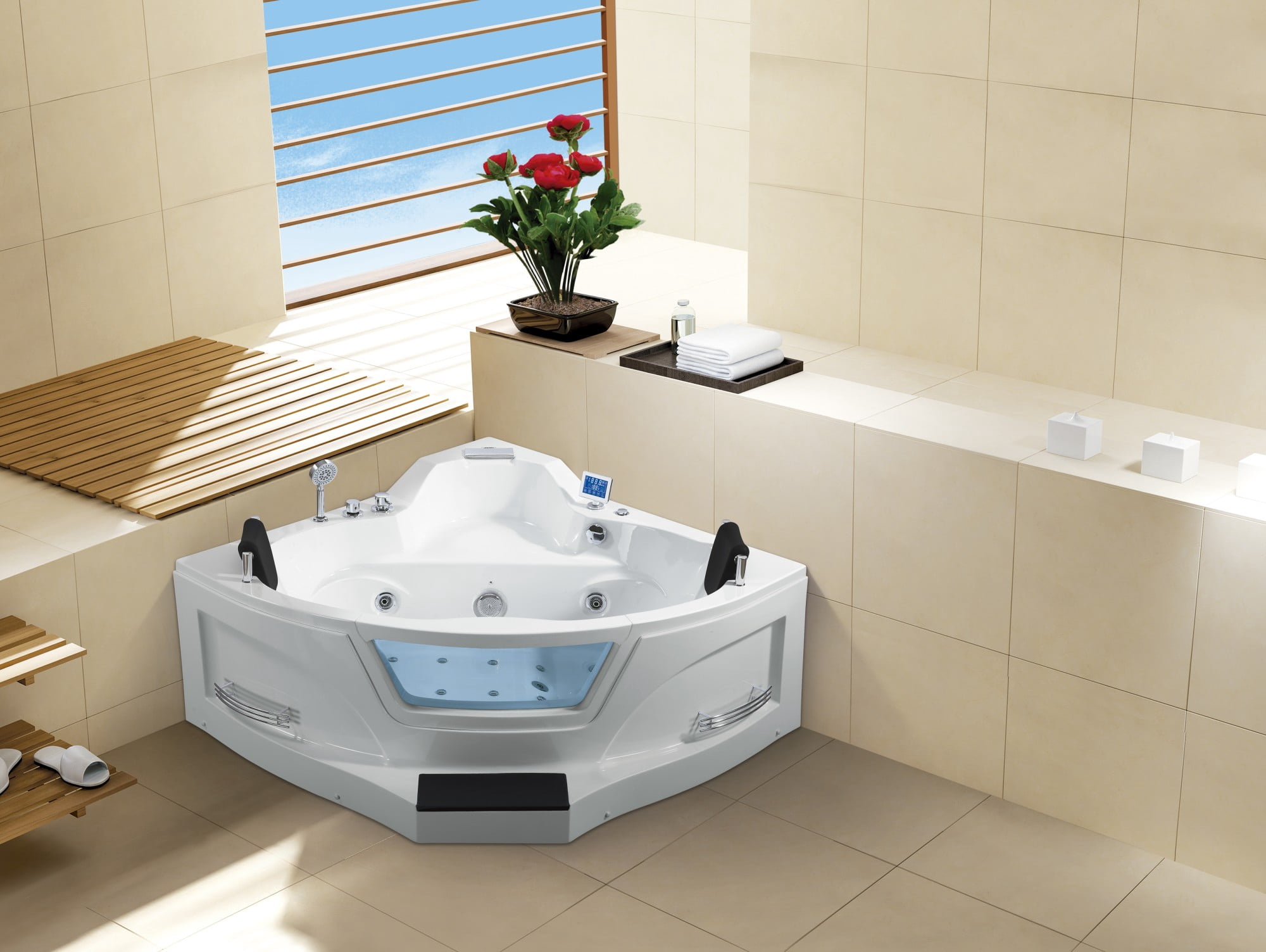 5 ft. Right Drain Corner Alcove Whirlpool Bathtub in White