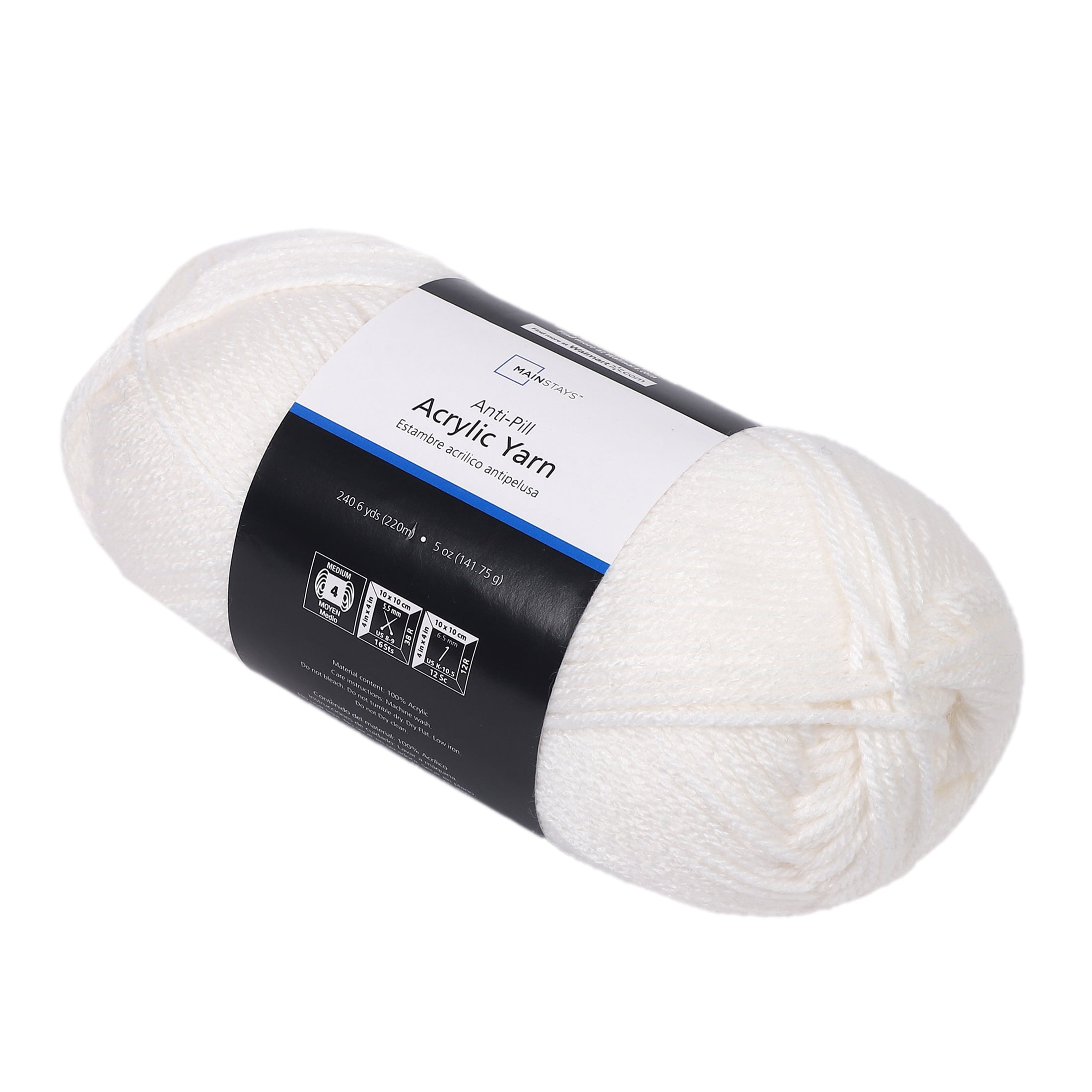 Mainstays Anti-Pill Acrylic Yarn, 5 oz, White