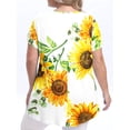 thumbnail image 4 of Mengpipi Womens Casual Scoop Collar Plus Size T Shirts Summer Tops Swing Tee Tunic Tops for Leggings, 03 Floral Sunflower-2X, 4 of 7