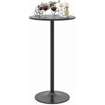 Hyxoo Round Bistro Table, Height Adjustable Bar Height Cocktail Table, High Top Pub Table Snack Table with Heavy-Duty Metal Base for Home Bar, Dining Room, Restaurant，Black