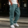 thumbnail image 2 of Baggy Cargo Sweatpants for Men Fleece Wide Leg Open Bottom Fall Drawstring Elastic Waist Gym Pants, 2 of 8