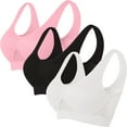 thumbnail image 1 of Pisexur 3PC Sports Bras for Women Breathable Full Coverage Bra Wireless Bras for Women Solid Color High Impact Everyday Bra Underwear Plus Size Bras S-5XL, 1 of 5