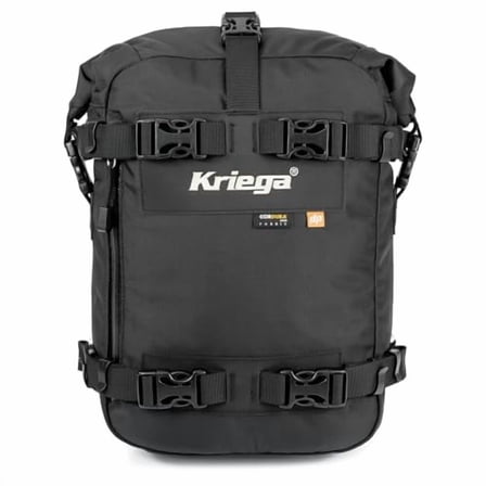 Kriega Motorcycle Drypack, 10L, Black, Soft Shell, Frame Mount, Compatible with Motorcycle