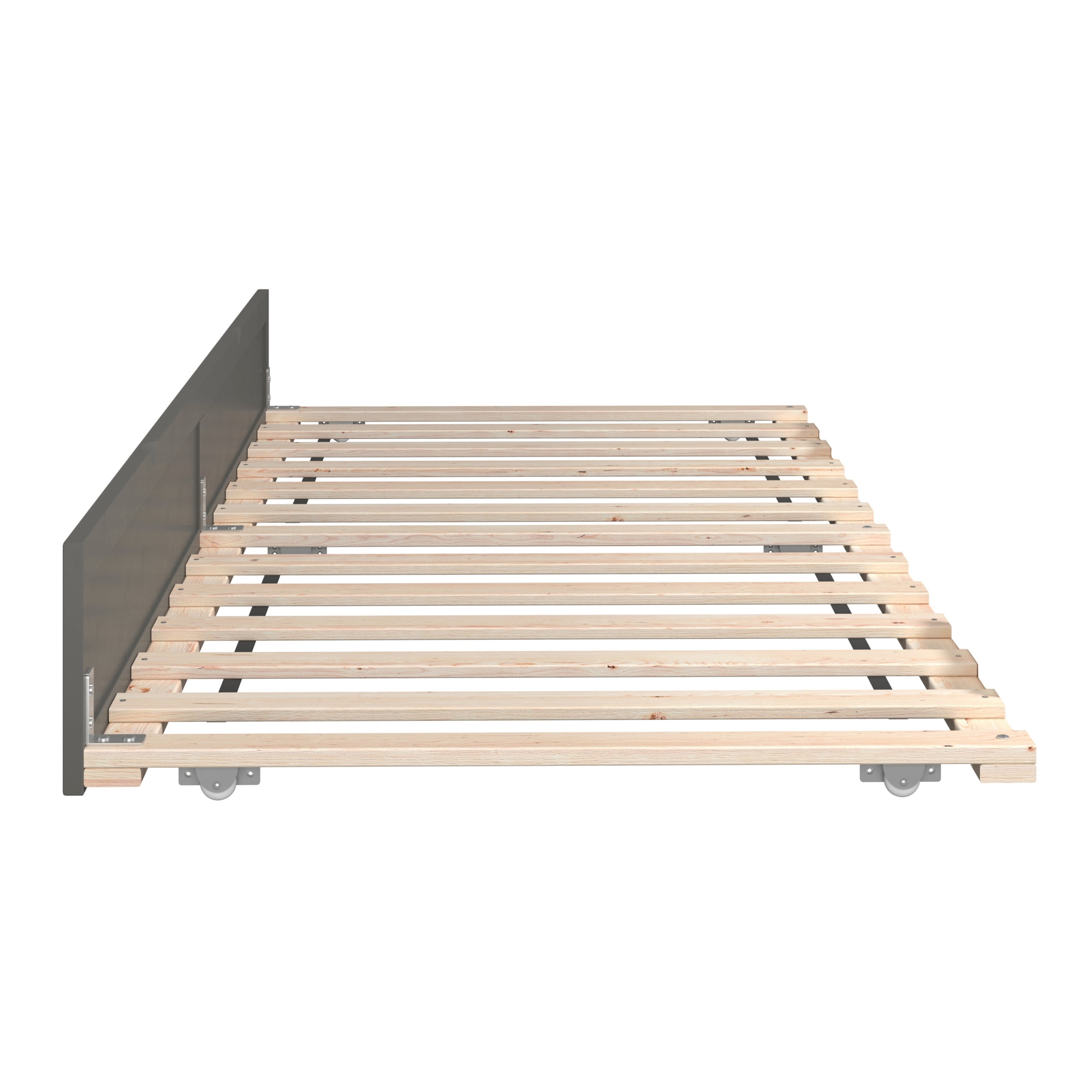 AFI Twin-XL Roll Out Wood Trundle Bed Frame with Wooden Slat Supports, Grey