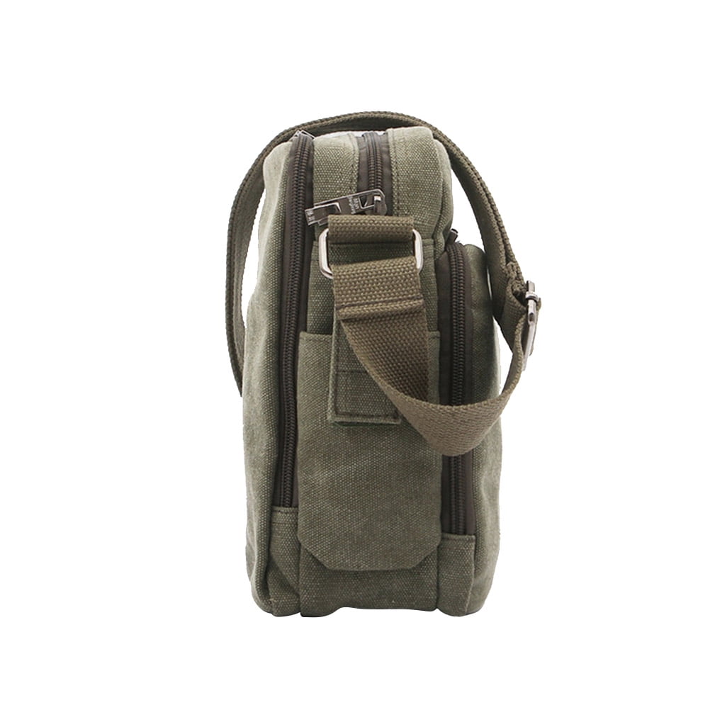 ORDDIART Travel Shoulder Bag For Men 1Pack Olive Green Canvas 20x11x23cm