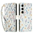thumbnail image 2 of Wallet Case for Samsung Galaxy S23 , PU Leather Phone Cover Kickstand RFID Blocking Flip Case Card Slots Wrist Strap Relief Engraved Pattern Magnetic With Stylus Pen, Blue Purple Flower, 2 of 10