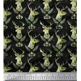 thumbnail image 1 of Soimoi Crepe Silk Fabric Leaves,Damask & Reindeer Face Animal Fabric Prints by Yard 42 Inch Wide, 1 of 1