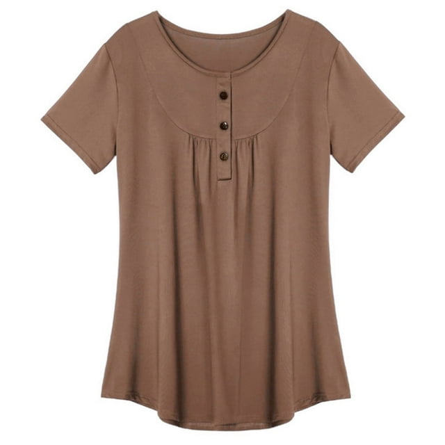 Blouse d'Été à Manches Courtes pour Femmes, T-shirt Décontracté Ample, Tunique, Grande Taille