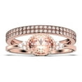 thumbnail image 1 of Gorgeous Art Nouvea 2.40 Carat Oval Cut Morganite And Diamond Moissanite Affordable Engagement Ring, Moissanite Wedding Ring, Two Matching Band In 10K Solid Rose Gold Gift For Her, Promise Ring, 1 of 4