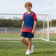thumbnail image 3 of Vornjynx Boys Active Outfit Sets Short Sleeve Tee and Breathable Shorts Quick Dry Comfort Breathable Kids Summer Basketball Soft Activewear 2 Piece Red Size 2, 3 of 9