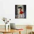 thumbnail image 2 of Nawypu Abstract Canvas Print Rain Modern Wall Art Painting Girl Umbrella with Red Dress Walking in Street Figure Artwork, 2 of 4
