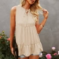 thumbnail image 5 of Gibobby Mujeres Sleeveveless Loose Tank V Cuck Straps Casual Flowy Tunic Camis Top(Beige,XG), 5 of 5