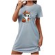thumbnail image 1 of Camisón corto de talla grande para mujer, camisón de manga corta con estampado de pecho a la moda, camisón para mujer, 1 of 2