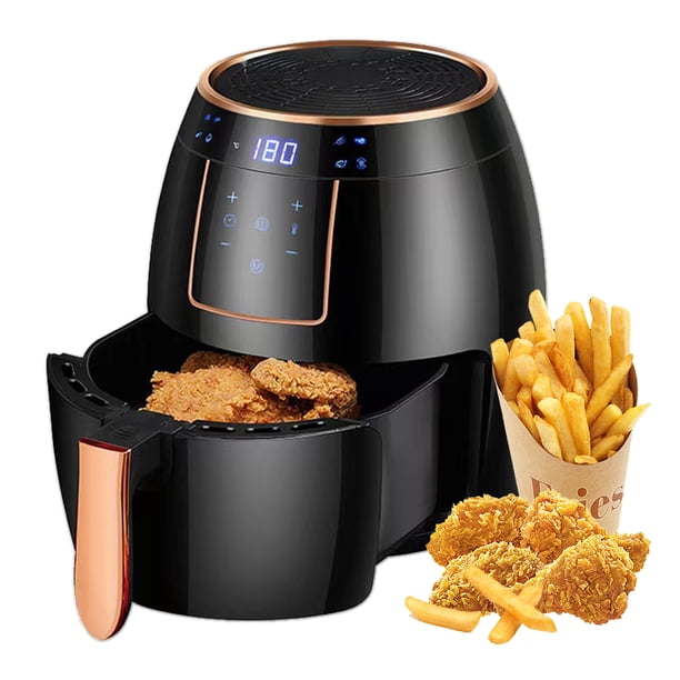Freidora de aire Freidora de aire 5.5L Hogar Gran capacidad 1300W Gran potencia de fuego Temporización Pantalla táctil LCD Freidora de aire eléctrica con utensilios para hornear Abanopi Freidora de aire