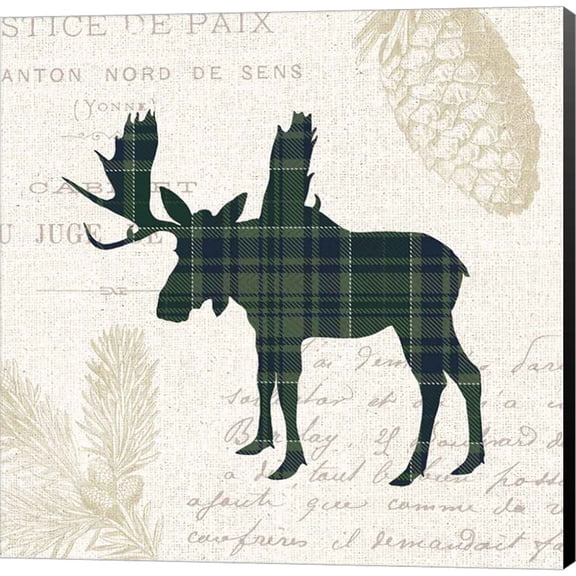 Great Art Now Plaid Lodge IV Navy Green by Wild Apple Portfolio, Canvas Wall Art, 24W x 24H