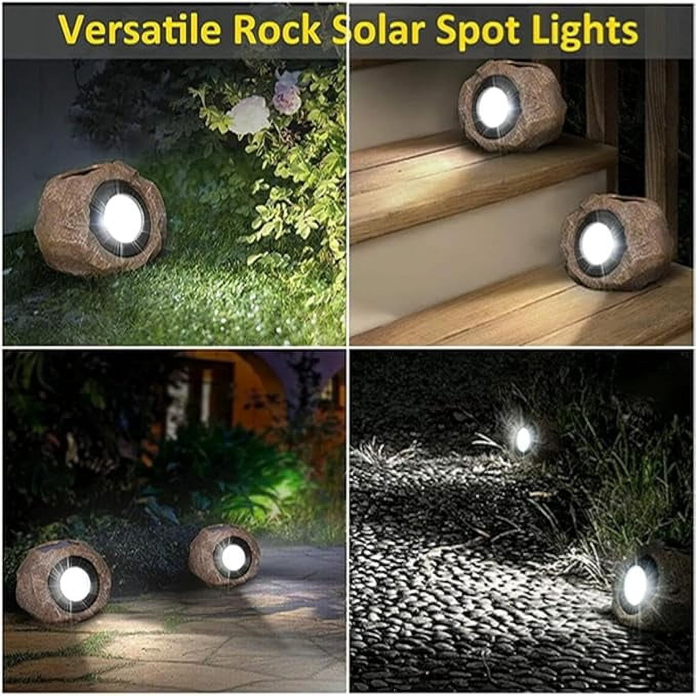 2 Pack Solar Rock Lights Outdoor, IP65 Waterproof LED Landscape Spot Lights for Garden, Yard, Pathway, Patio & Sidewalk, Auto On/Off Solar Powered Decorative Lighting for Outdoor Decor