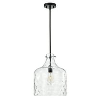 Warehouse of Tiffany Daelan 1 Light Clear Dimpled Glass Single Light Matte Black Pendant Light