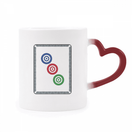

Mahjong Circle Dots 3 Tile Pattern Heat Sensitive Mug Red Color Changing Stoneware Cup