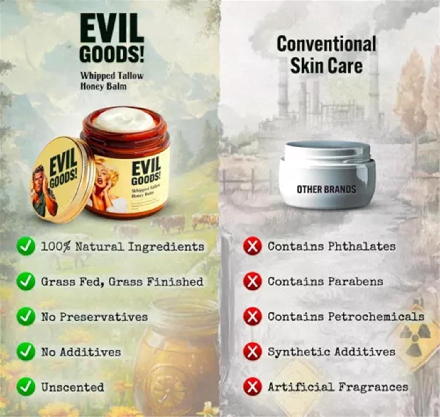 Evil Goods, Crema de Cebo de Res con Balsamo de Miel 100ml, Crema Facial  con Acabado de Pasto, Sebo multicolor | Bodega Aurrera en línea