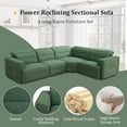 thumbnail image 4 of Power Recliner Sectional Sofa, L-Shaped Living Room Furniture Set, Green Flannel Reclining Sectional Couch with USB Ports (4 Seater), 4 of 5