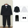 thumbnail image 2 of KyCheLot Boys 4 Piece Outfit Formal Lapel Jacket Long Sleeve Dress Shirts and Suit Pants with Bow Tie Wedding 1-13Years, 2 of 7