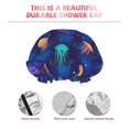 thumbnail image 4 of Purple Green Orange Jellyfish Shower Cap, Reusable Bath Hair Hat for all Hair Lengths Hair Cover with Elastic Band Double Waterproof Layers Bathing Hat, 4 of 5