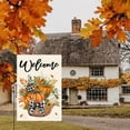 thumbnail image 2 of Sm:)e Fall Garden Flag 12x18 Inch Double Sided - Seasonal Decorative Flag Rustic Autumn Outdoor Yard Decor, Welcome Pumpkins and Eucalyptus, 2 of 7