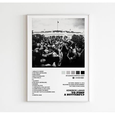Poster Kendrick Lamar Album Poster, To Pimp A Butterfly Album Cover Print, Tracklist Poster, Cover Art Poster, Hip Hop Poster, Music Vinyl Wall Art-UNFRAMED