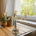 thumbnail image 4 of 3 Arms Candelabra Candle Holder, European Elegant Candlestick Holders, Candelabra Centerpieces for Tables, Taper Candle Holder Stand for Wedding Dining Church Christmas Party Decor A, 4 of 7