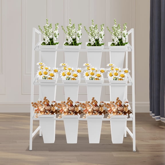 Flower Display Stand 3-Tier Flower Stand Flower Display Stand With 12PCS Buckets