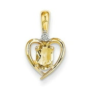 14k Yellow Gold 6x4 Oval Diamond & Citrine Pendant. Gem Wt- 0.38ct