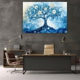 thumbnail image 6 of Mudket Framed Canvas Wall Art Blue Swirl Tree of Life White Flower Gold Fleck Prints Wall Decor Modern Botanical Canvas Print Ready to Hang for Living Room Bedroom Office - 12"L x 8"W, 6 of 10