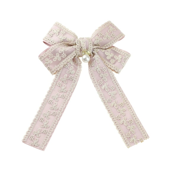 INSPIRE CHIC Women's Ribbon Lace Brooch Bow Vintage Tie Pin Clip Bow Ties One Size Pink