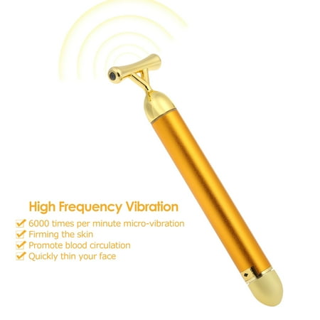 High Frequency Vibration 24K Gold Plated Energy Beauty Bar Massager Anti-aging Face Eye Wrinkle Eraser Firming Roller