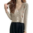 thumbnail image 1 of Cardigan Décontracté pour Femmes Y2k Manches Longues Broderie Florale Haut Court Ample, 1 of 6