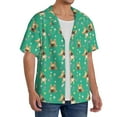 thumbnail image 4 of Xecao offers the Bulldog Puppy Flower for Men's Casual Short-sleeved Shirt, a button-up collared shirt with a pocket, perfect for beach vacations and yacht travel in the 4X-Large size., 4 of 7