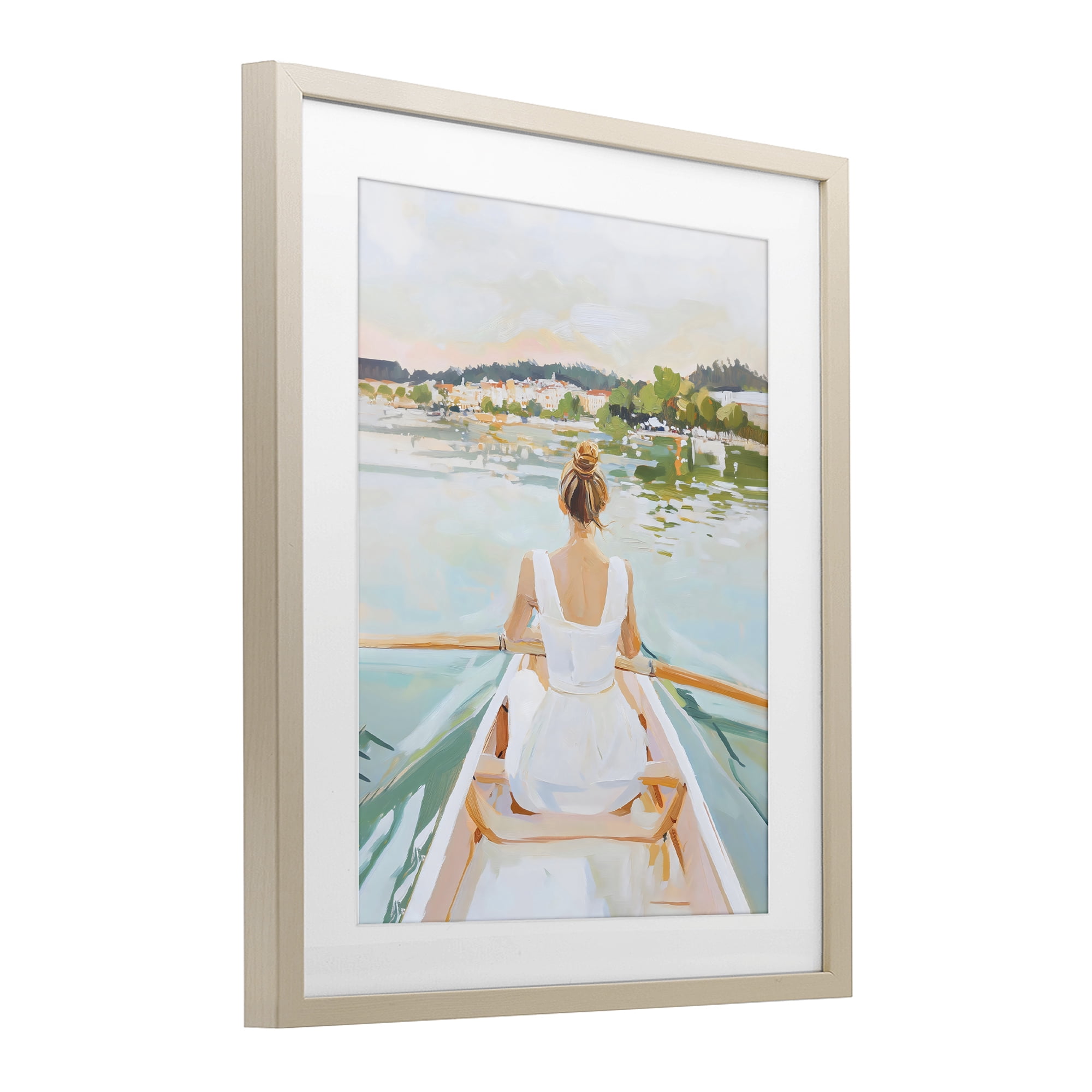 Stupell Industries Girl In Peaceful Canoe Ride Birch Framed Print Under Glass, design by The Prints Vibe