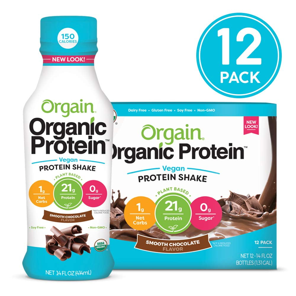 Orgain Organic 21g Vegan Plant Based Protein Shake, Smooth Chocolate ...