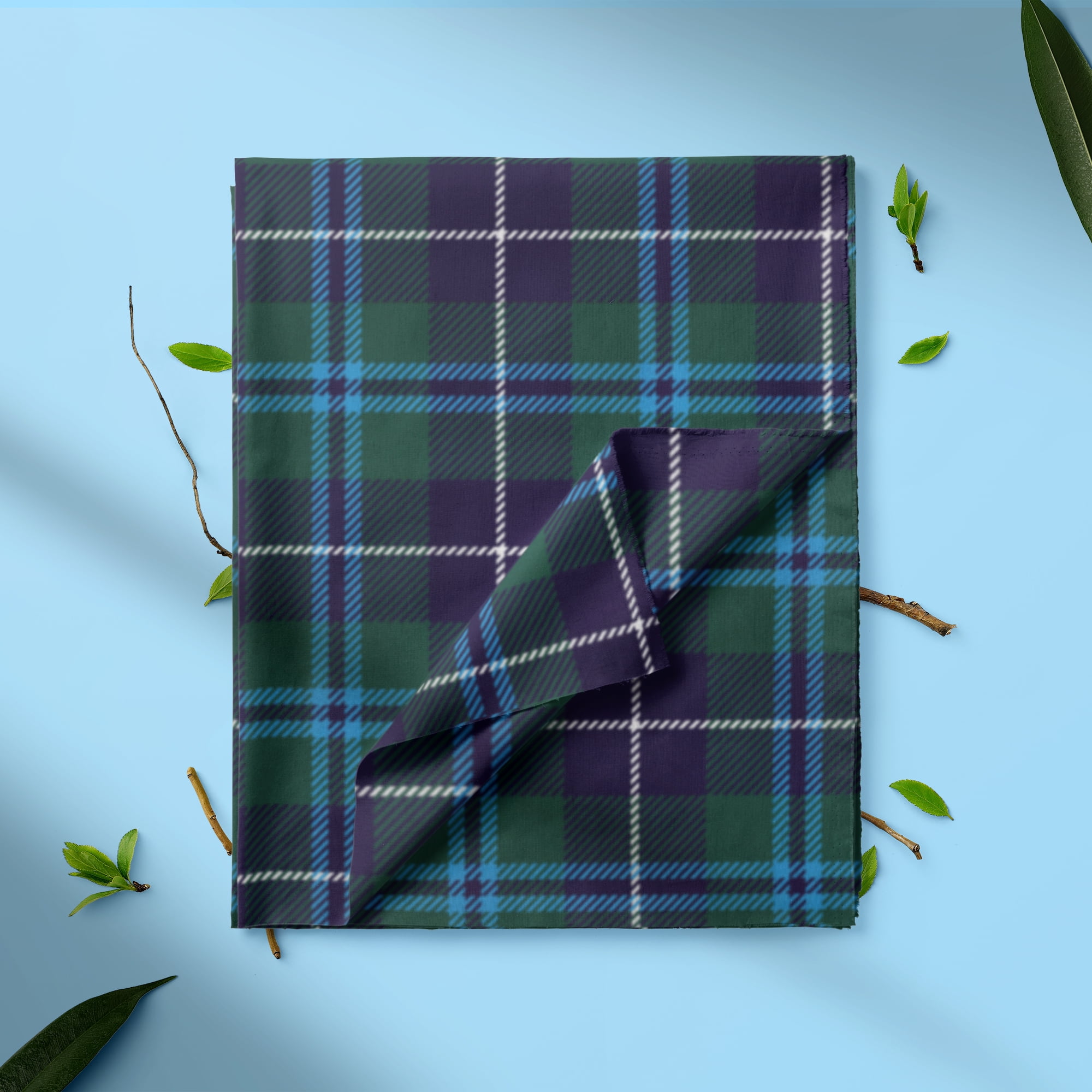 Mainstays 1.5 Yards 100% Cotton Light-weight Flannel Plaid Check, Green, 42" Wide for Crafts