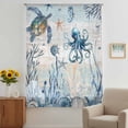 thumbnail image 3 of Blue Coastal Sheer Curtains 45 Inches Long, Sea Turtle Octopus Coral Beach Nautical Light Filering Curtains, Breathable Simi Curtain Privacy Drapes for Kitchen Bathroom Small Window Treatment, 3 of 9