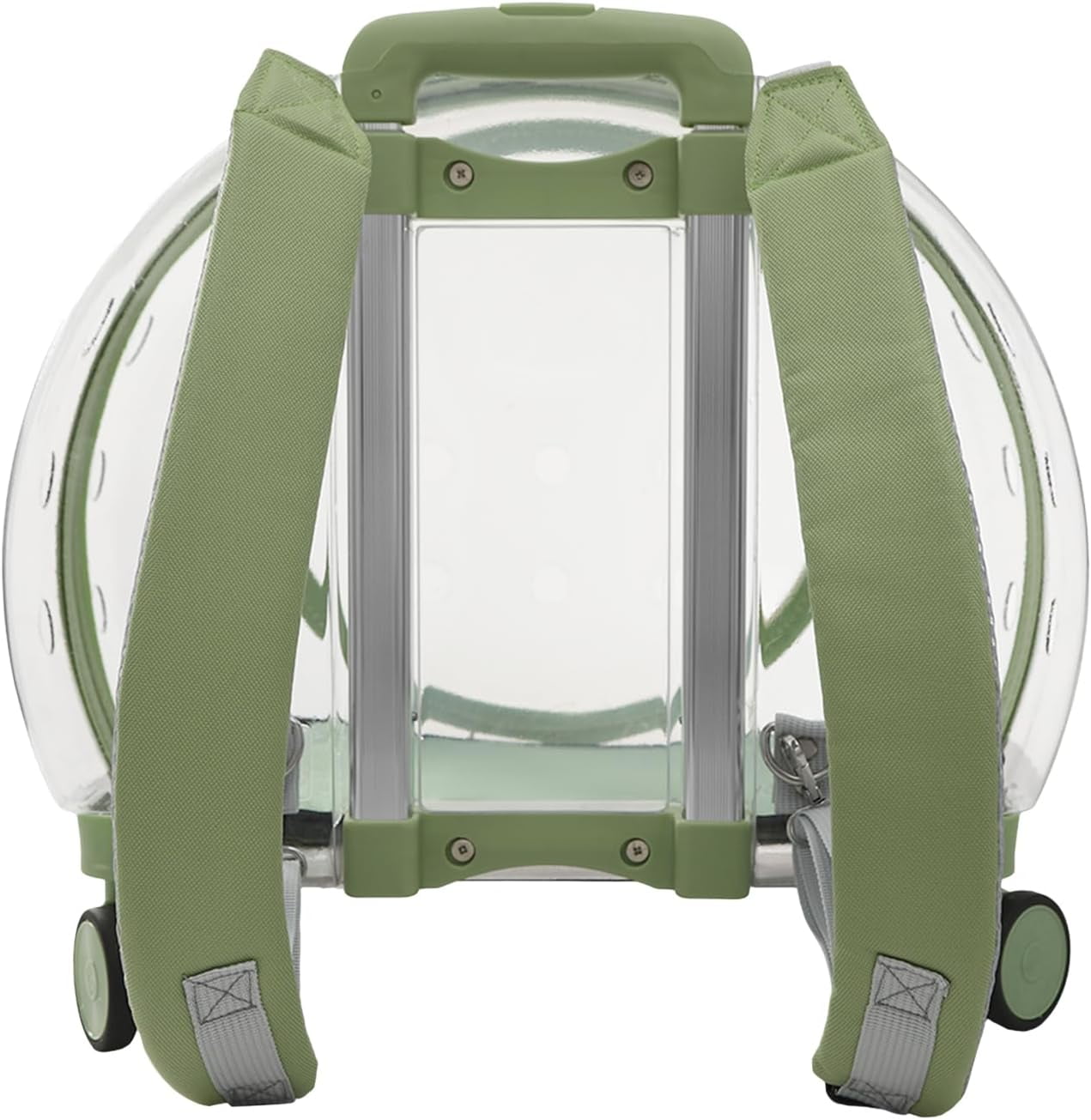 Miumaeov Cat Carrier with Rolling Wheels, Clear Pet Trolley Case Pet Backpack with Multiple Ventilation Holes for Cats and Dogs, Green