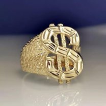 GKNET Luxury Gold Dollar Sign Fashion Hip Hop Rock Ring Luxury Party Delicate Jewelry Size 12