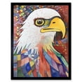 thumbnail image 1 of Bald Eagle Bird And Abstract Pattern Folk Art Watercolour Painting Art Print Framed Poster Wall Decor 12x16 inch, 1 of 5