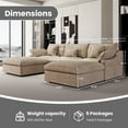 thumbnail image 4 of The Magic Home Modular Sofa & Sectional Sofa - U Shaped Deep Seat Cloud Couch in Soft Linen Blend Fabric,Perfect for Apartment & Small Space Living,5-seat Sofa with Two Ottomans,Khaki Couch, 4 of 14