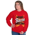thumbnail image 3 of Merry Christmas Bacon Meat Lover Unisex Plus Fleece Graphic Sweatshirt Brisco Brands 5X, 3 of 5