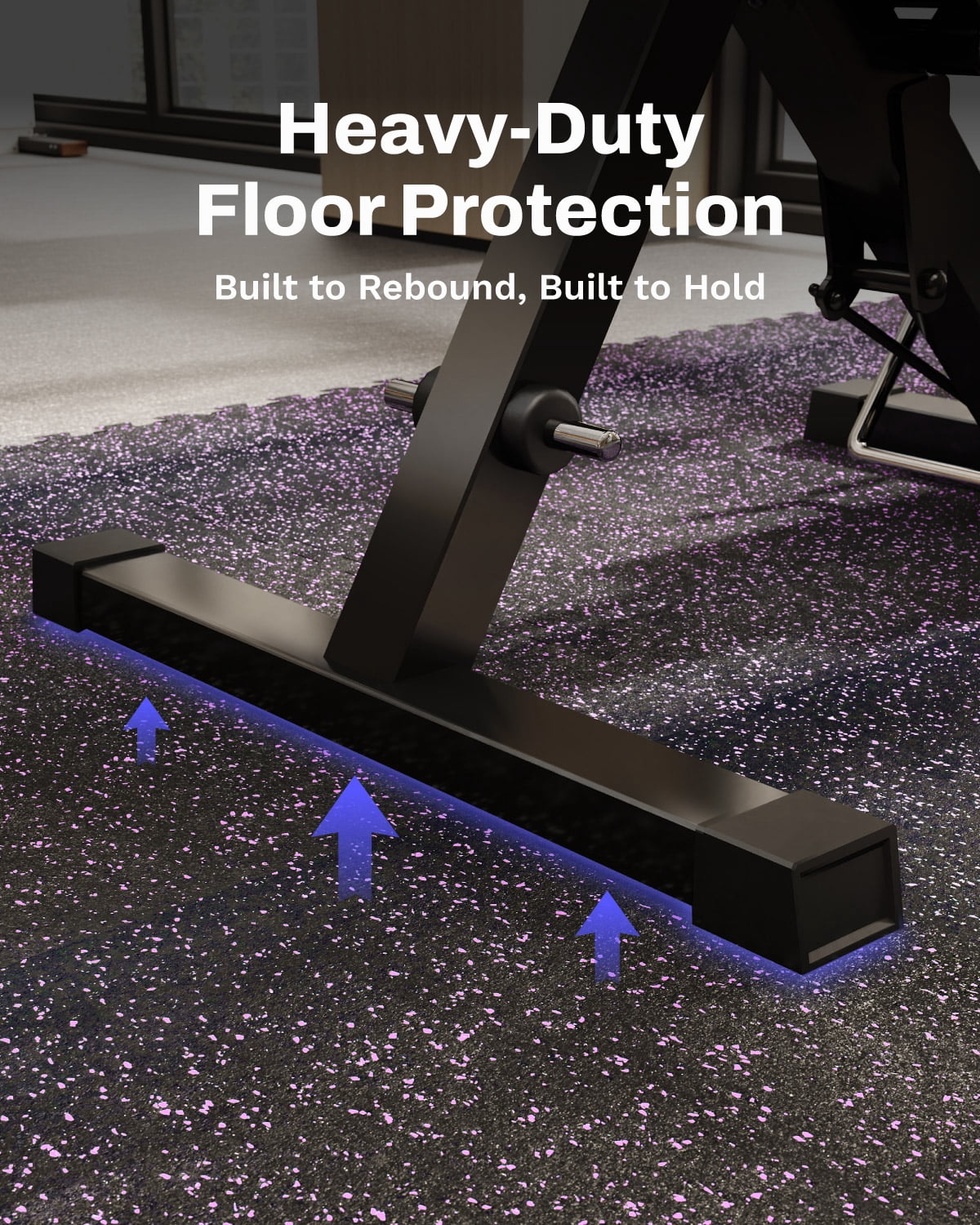 AIRHOP 0.79in Thick 72 Sq Ft Exercise Equipment Mats, 18 Tiles Upgraded Rubber Top with High Density EVA Foam, Large Interlocking Puzzle Gym Flooring for Home Gym, Heavy Weight Workout,Black & Purple