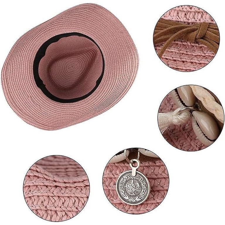 Straw Cowboy Hat for Women Men Girls Roll up Wide Brim  display picture 2