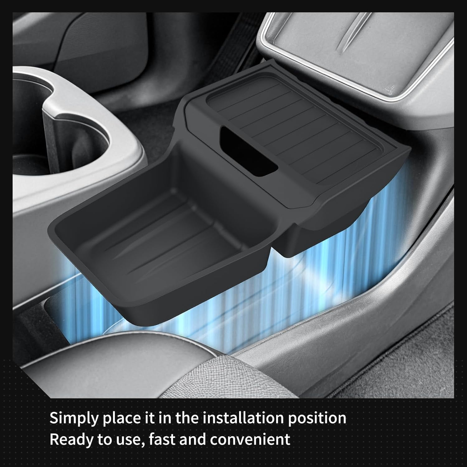 Lower Center Console for Tesla Model Y Juniper Standard Version 2026 2025 Lower Storage Organizer Accessories Interior Storage Insert Tray TPE Black