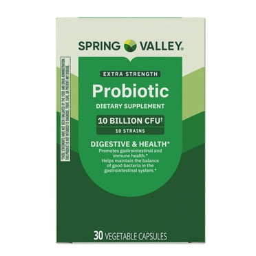 Spring Valley Extra-Strength Probiotic Vegetable Capsules for Digestive and Immune Health, 10 Billion CFU, 30 Count